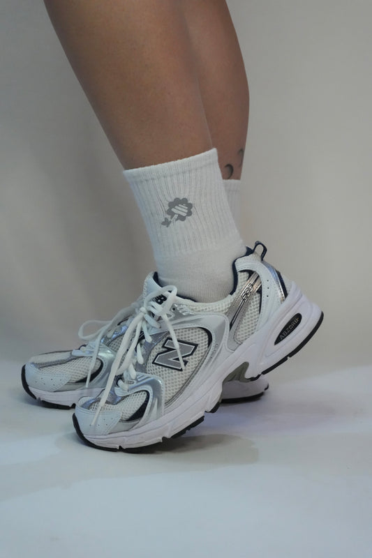 Bloom White Socks | Women’s Athletic Logo Socks